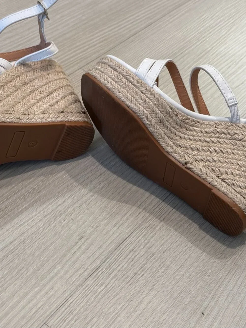 Windsor: White Strappy Espadrille Platform Wedge Sandals - Size 6